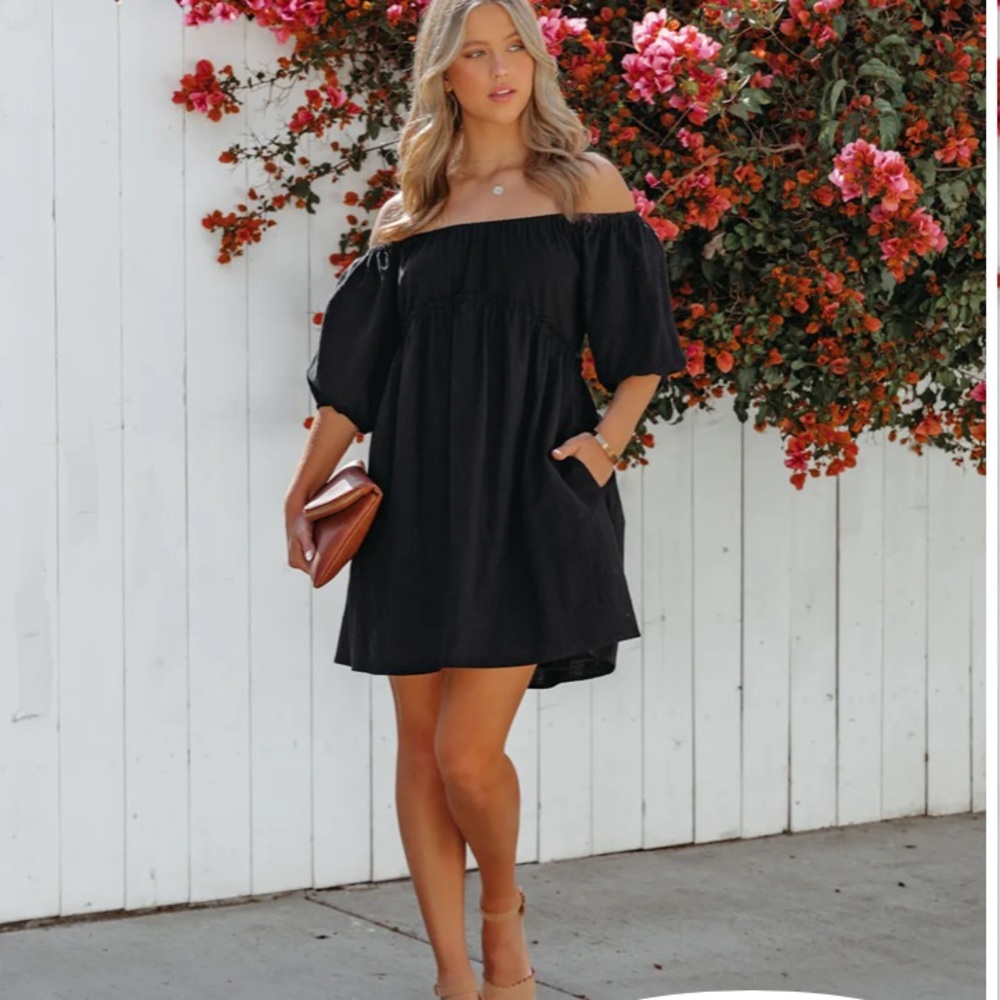 New Vici Cotton Pocketed Off the Shoulder Dress
